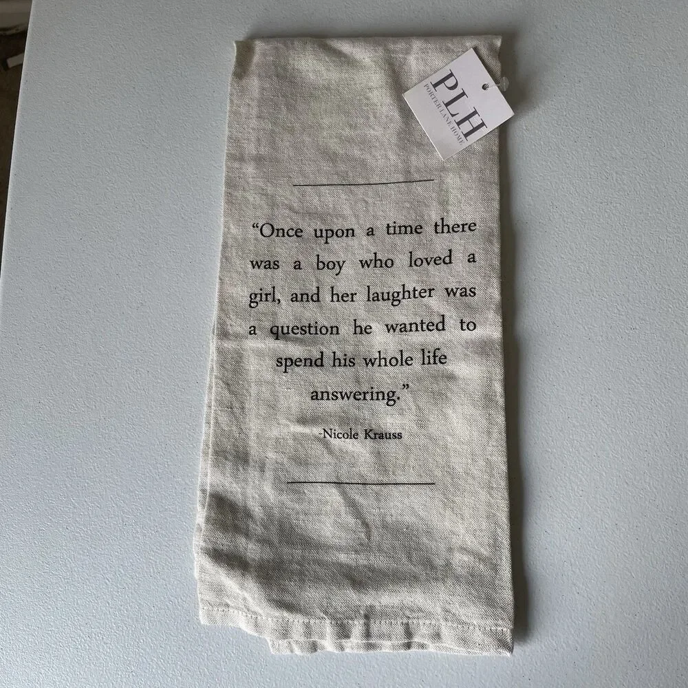 Porter Lane Home Love Poem Quote Dishcloth Kitchen Beige Cotton Linen Blend